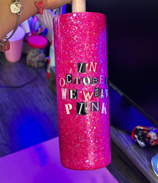 Breast Cancer Glitter Tumbler 20oz