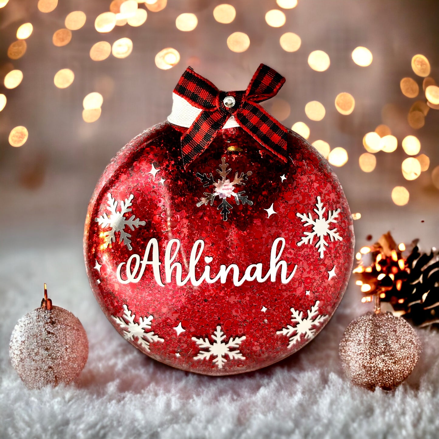 Glitter Ornament w/ Snowflakes
