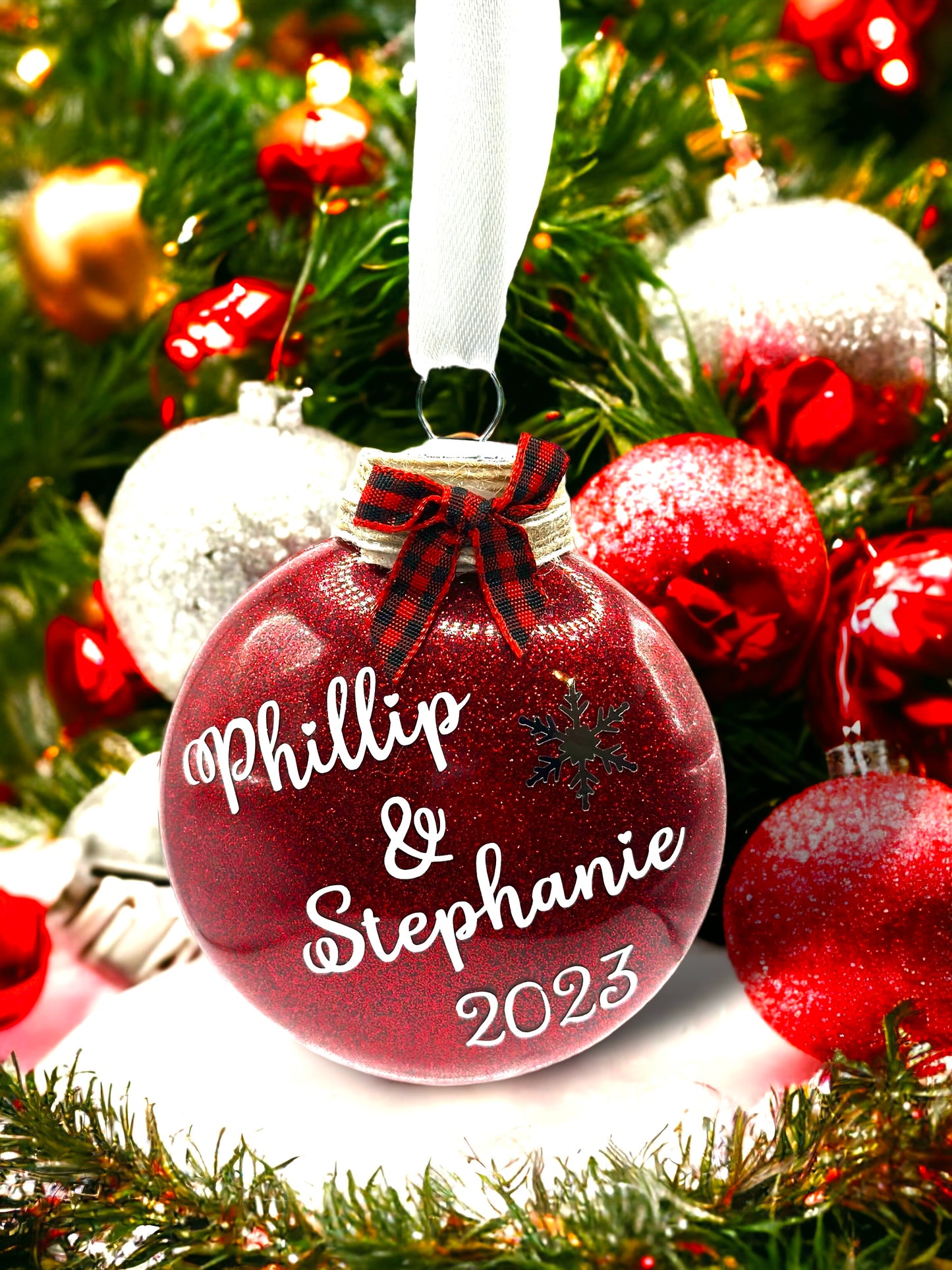 Glitter Ornament w/ Double Name