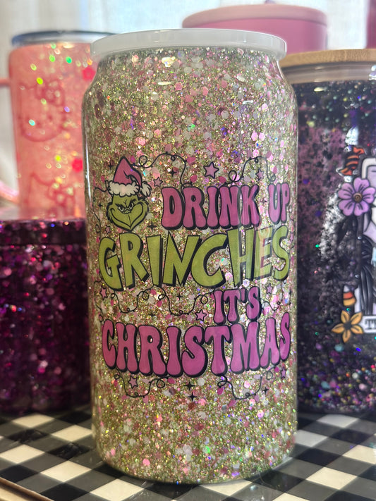 Grinch Glitter Tumbler 16 oz